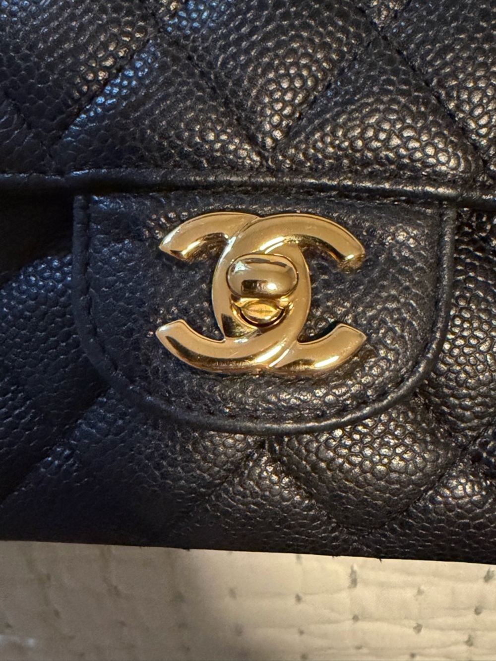 CHANEL Classic Medium Double Flap Caviar Leather Bag with Gold Hardware - Picture 9 of 16